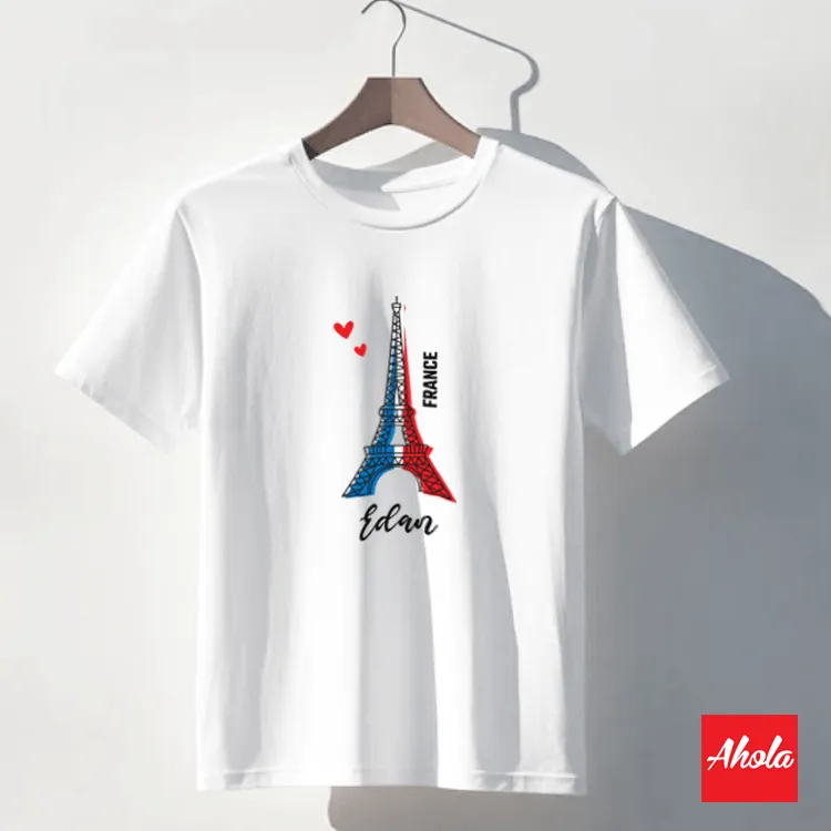 【Eiffel Tower】Custom Name Short Sleeve Tee 客製純綿T恤