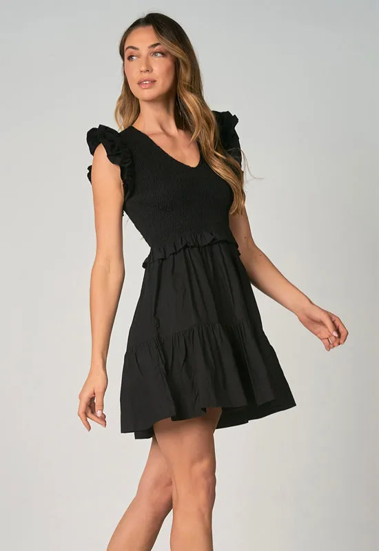 Elan - Ruffle Sleeve Dress Black