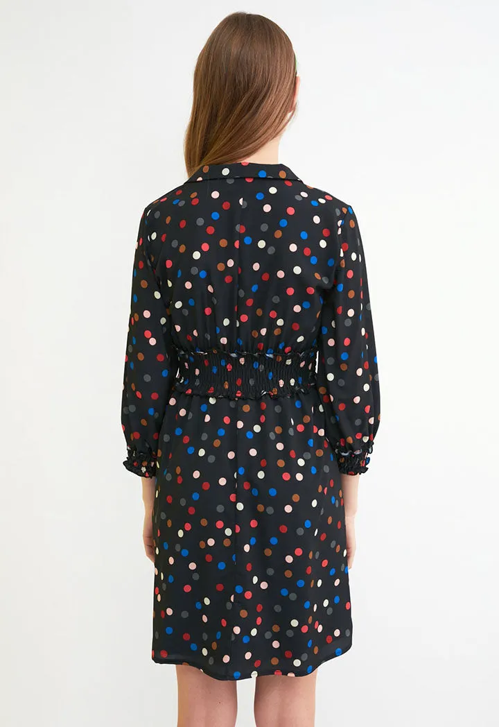 Elasticated Waist Polka Print Dress