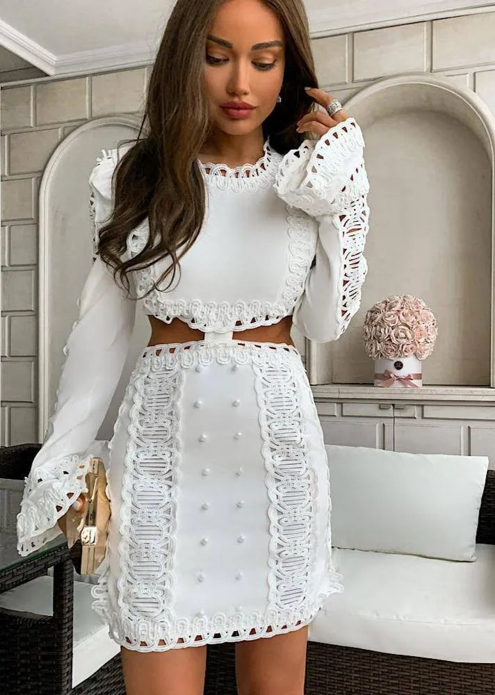 Embroidered Cut Out Mini Dress