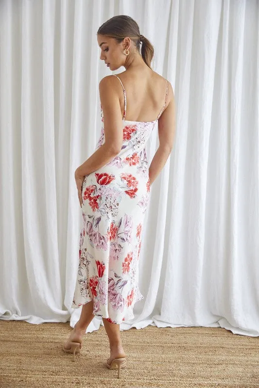 Floral Cowl Neck Cami Midi Slip Dress