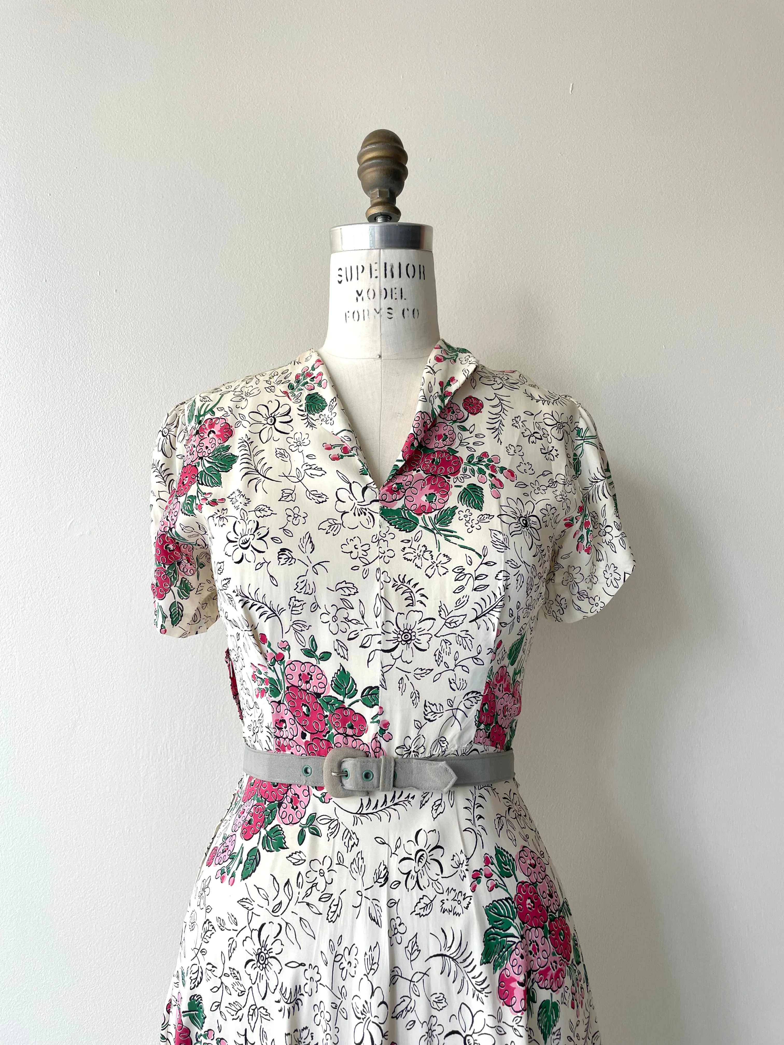 Floral Illustration Dress | 1940s