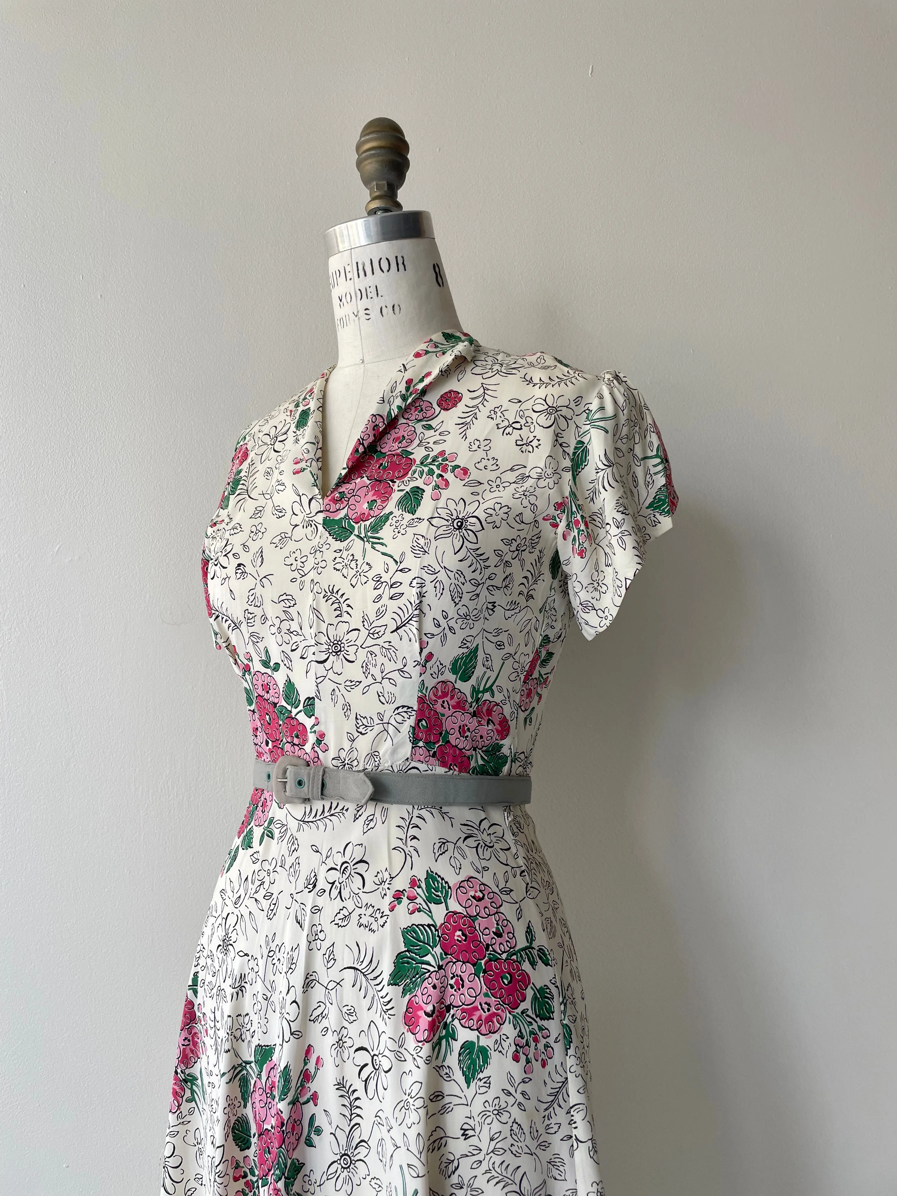 Floral Illustration Dress | 1940s