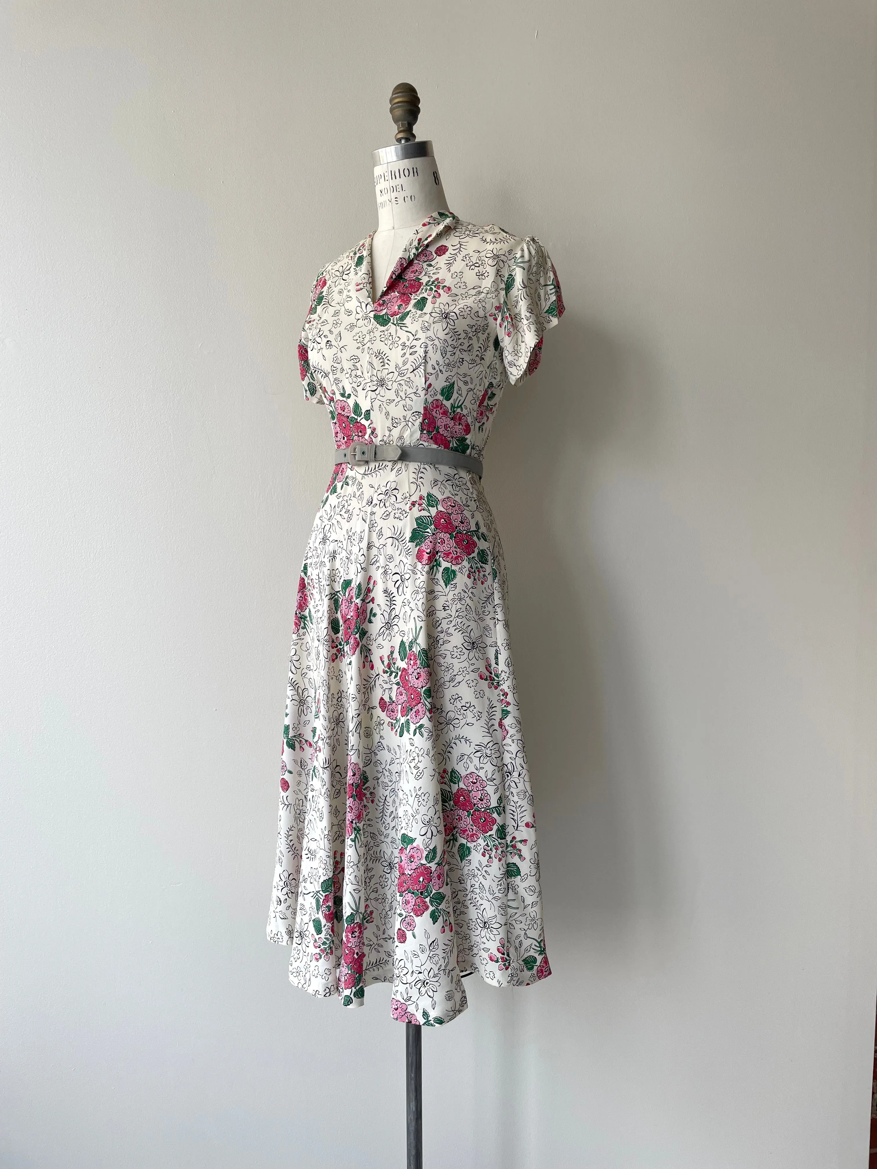 Floral Illustration Dress | 1940s