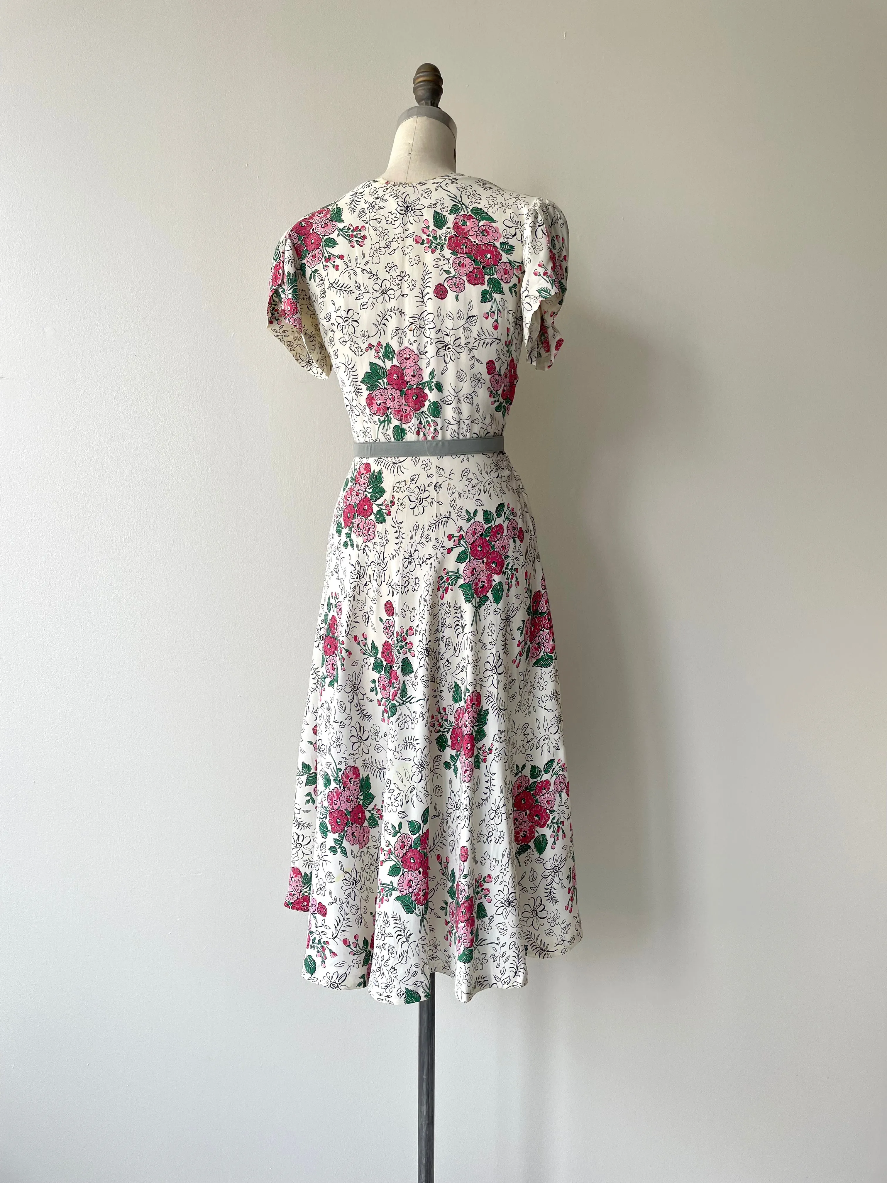 Floral Illustration Dress | 1940s