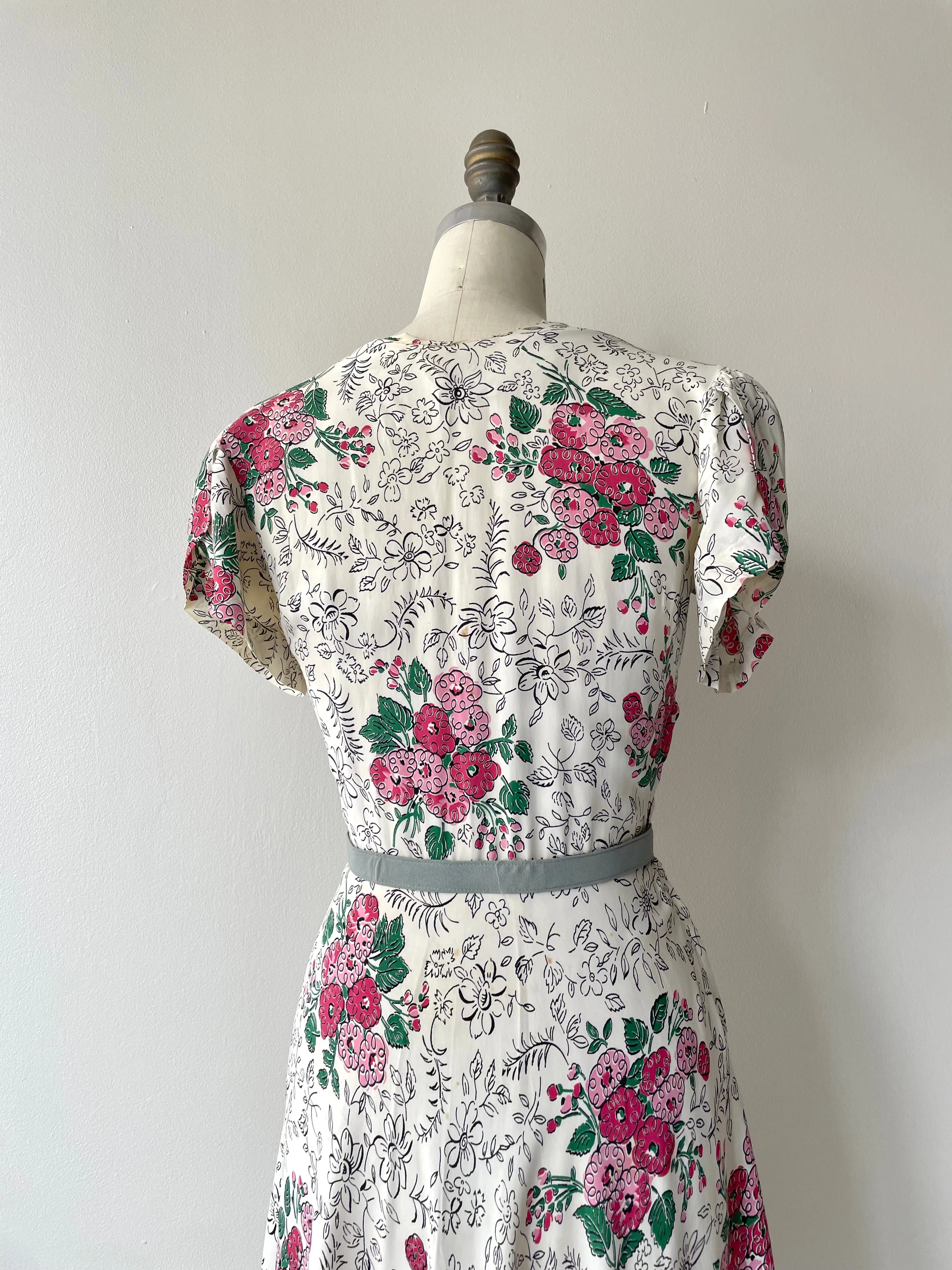 Floral Illustration Dress | 1940s