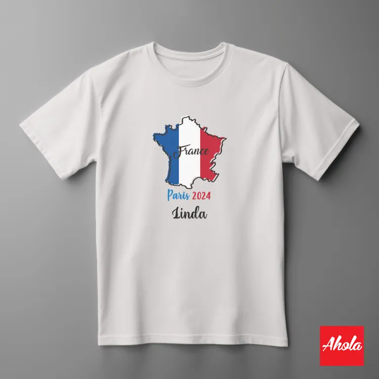 【France Map】Custom Name Short Sleeve Tee 客製純綿T恤