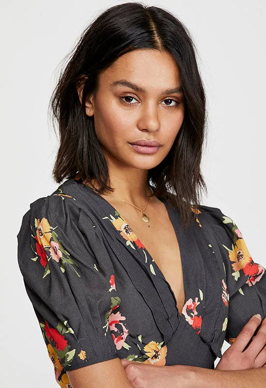 Free People - Black Multi Floral Neon Garden Mini Dress