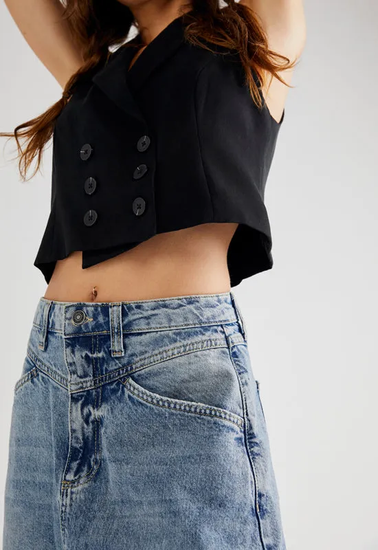 Free People - Come As You Are Denim Maxi Skirt Indigo