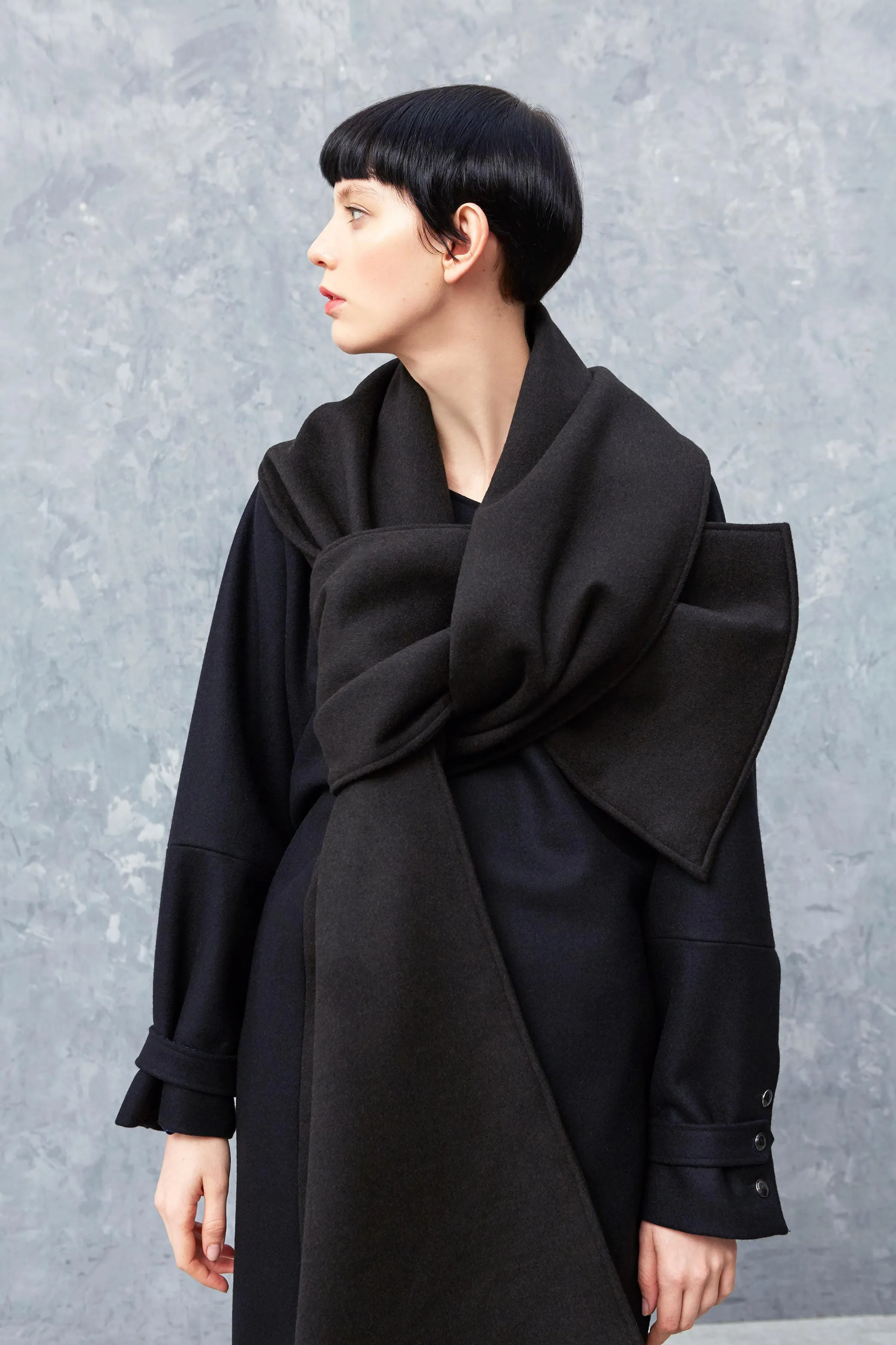 GALIQUE black - mid-length wool coat