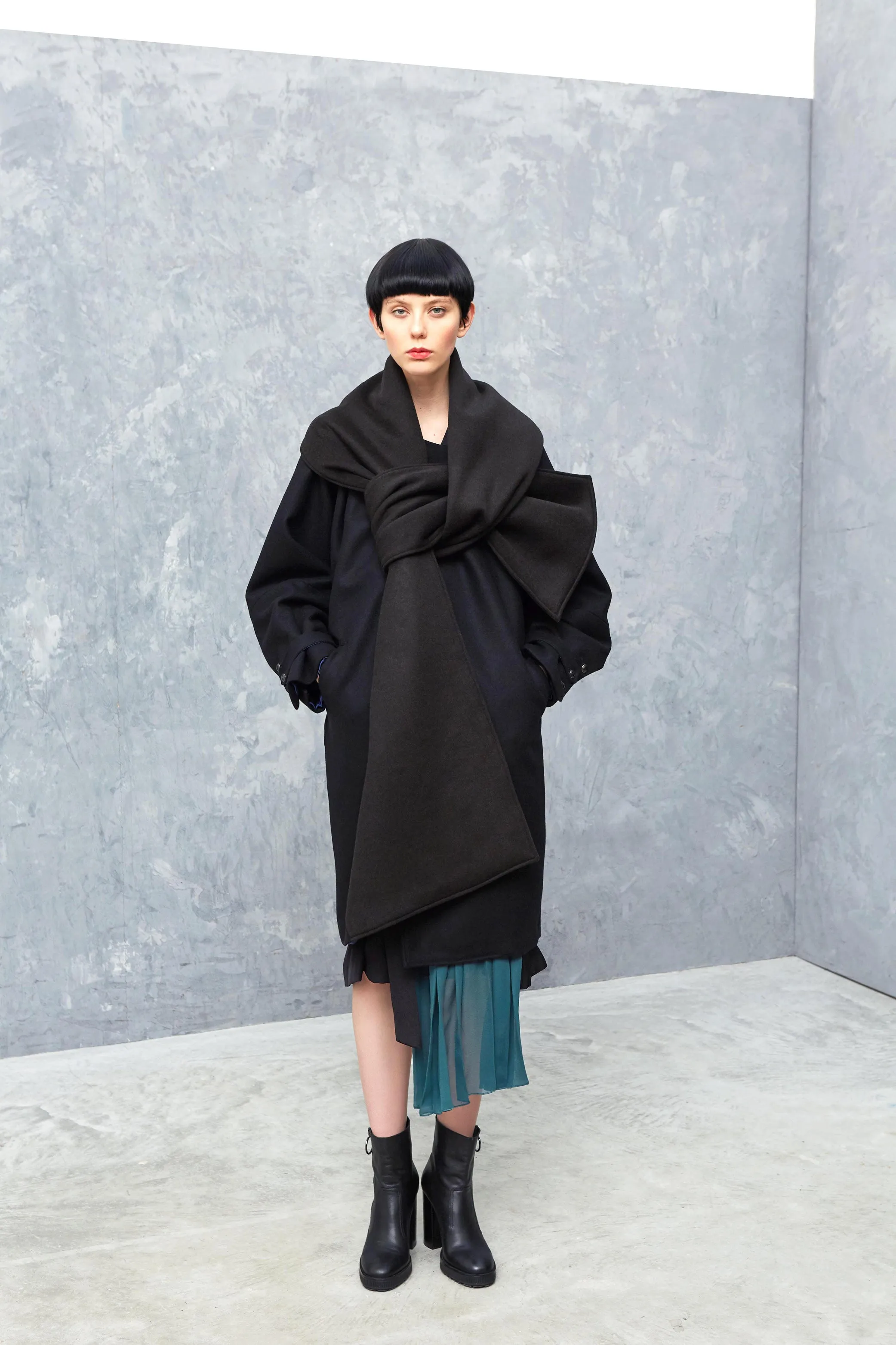 GALIQUE black - mid-length wool coat