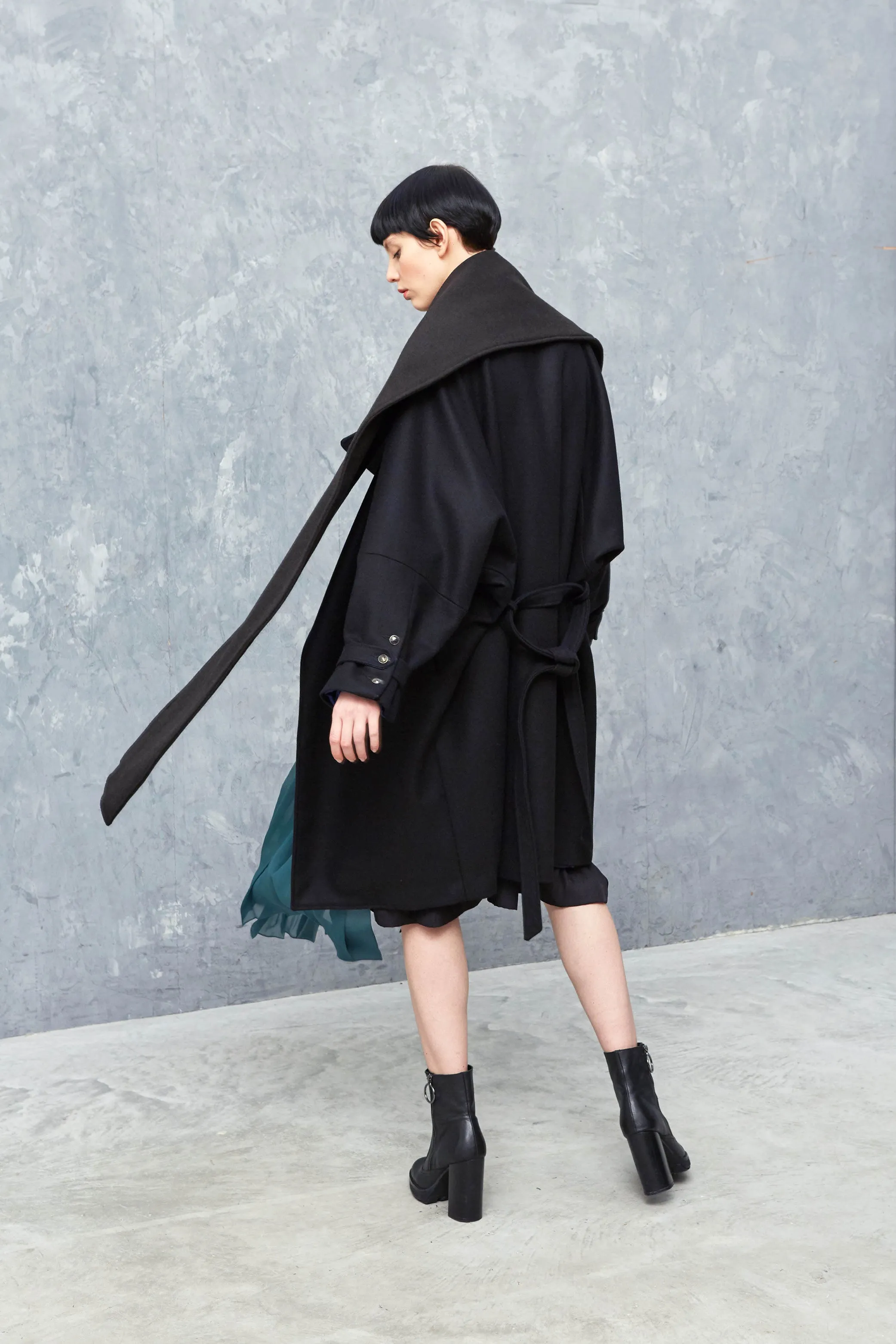 GALIQUE black - mid-length wool coat