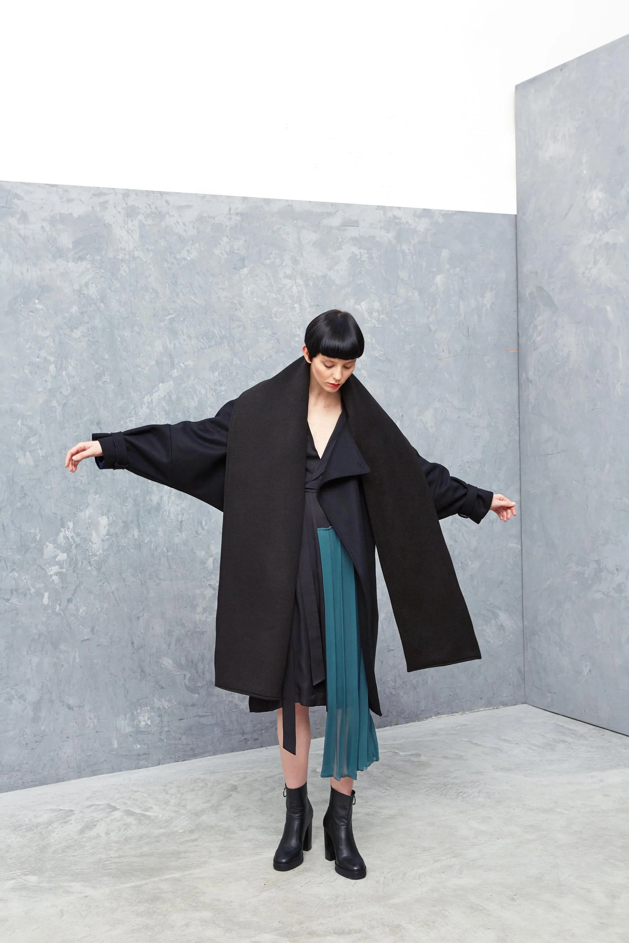 GALIQUE black - mid-length wool coat