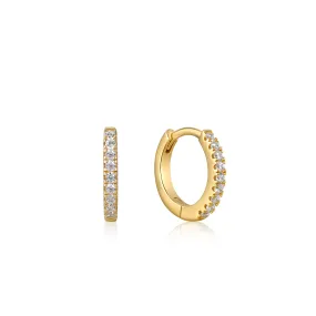 GOLD SPARKLE HUGGIE HOOP EARRINGS