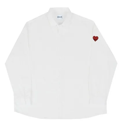 GRAVER  |[GRAVER]★SLEEVE HEART LOGO SMILE EMBROIDERY OVERFIT SHIRT