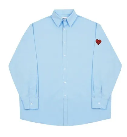 GRAVER  |[GRAVER]★SLEEVE HEART LOGO SMILE EMBROIDERY OVERFIT SHIRT