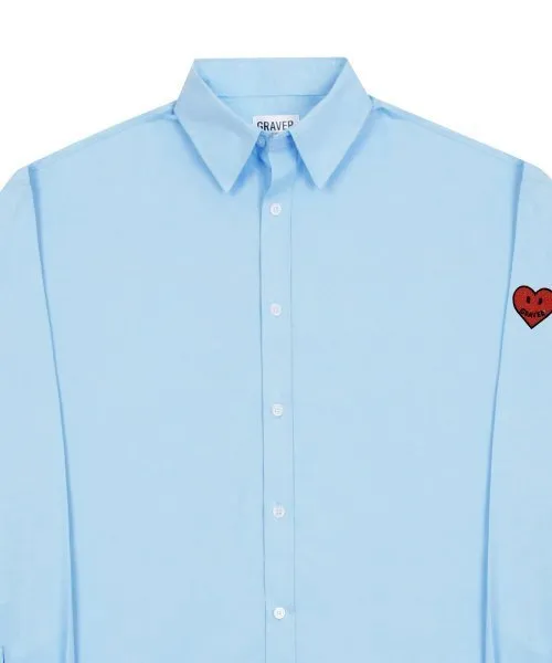 GRAVER  |[GRAVER]★SLEEVE HEART LOGO SMILE EMBROIDERY OVERFIT SHIRT