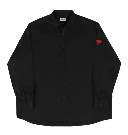 GRAVER  |[GRAVER]★SLEEVE HEART LOGO SMILE EMBROIDERY OVERFIT SHIRT