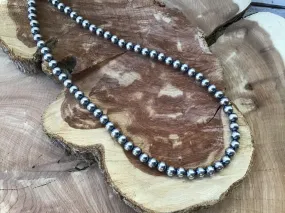 Handmade 8MM 20 Navajo Pearl Sterling Necklace