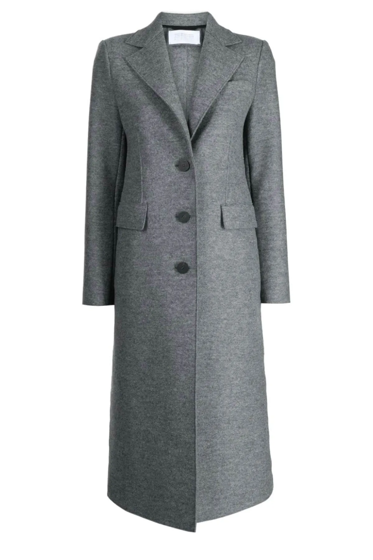 Harris Wharf Single Breasted Pressed Wool Coat - Grey Mouline