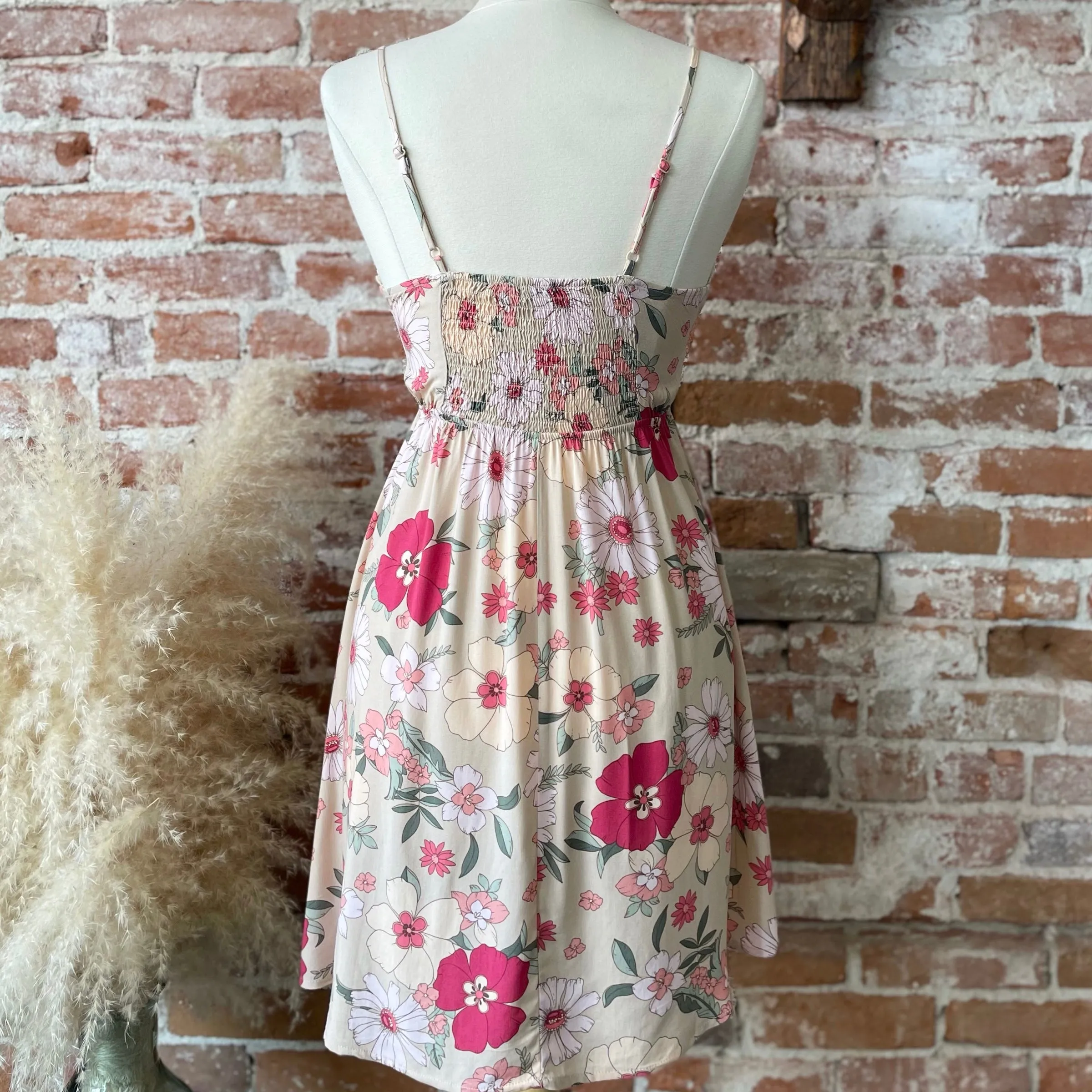 Here With You Floral Print Crochet Trim Dress