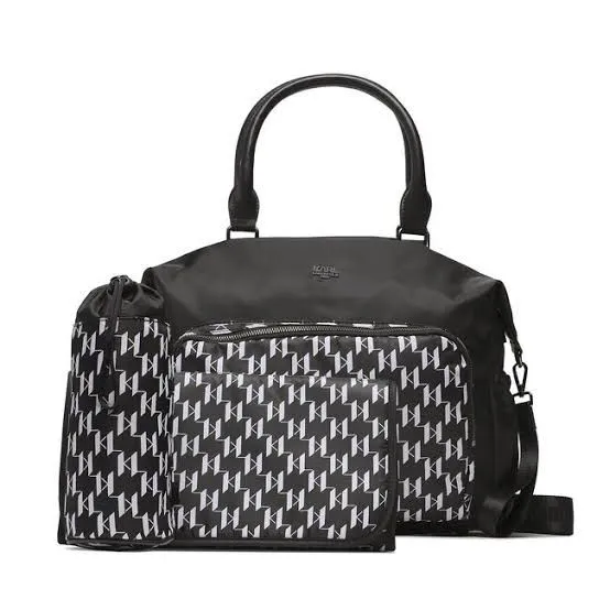 Karl Lagerfeld Nappy Bag All Over Print Black