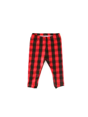 Kids Buffalo Plaid Red and Black Leggings