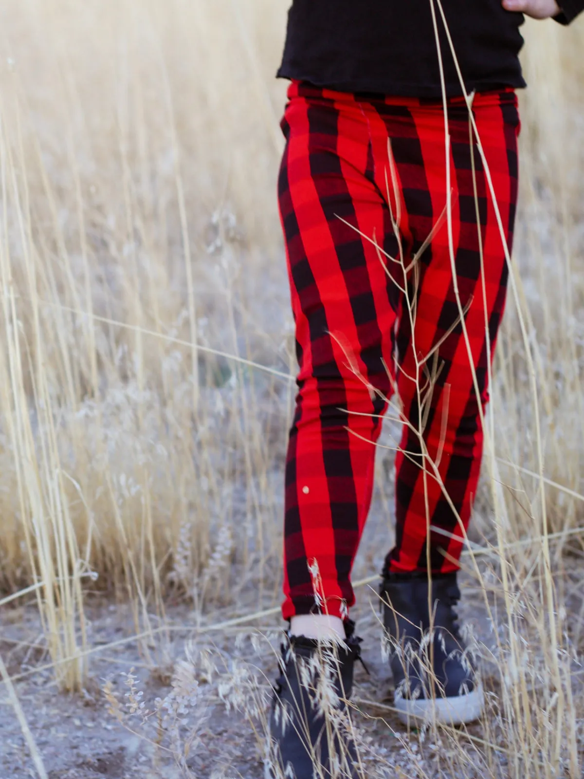 Kids Buffalo Plaid Red and Black Leggings