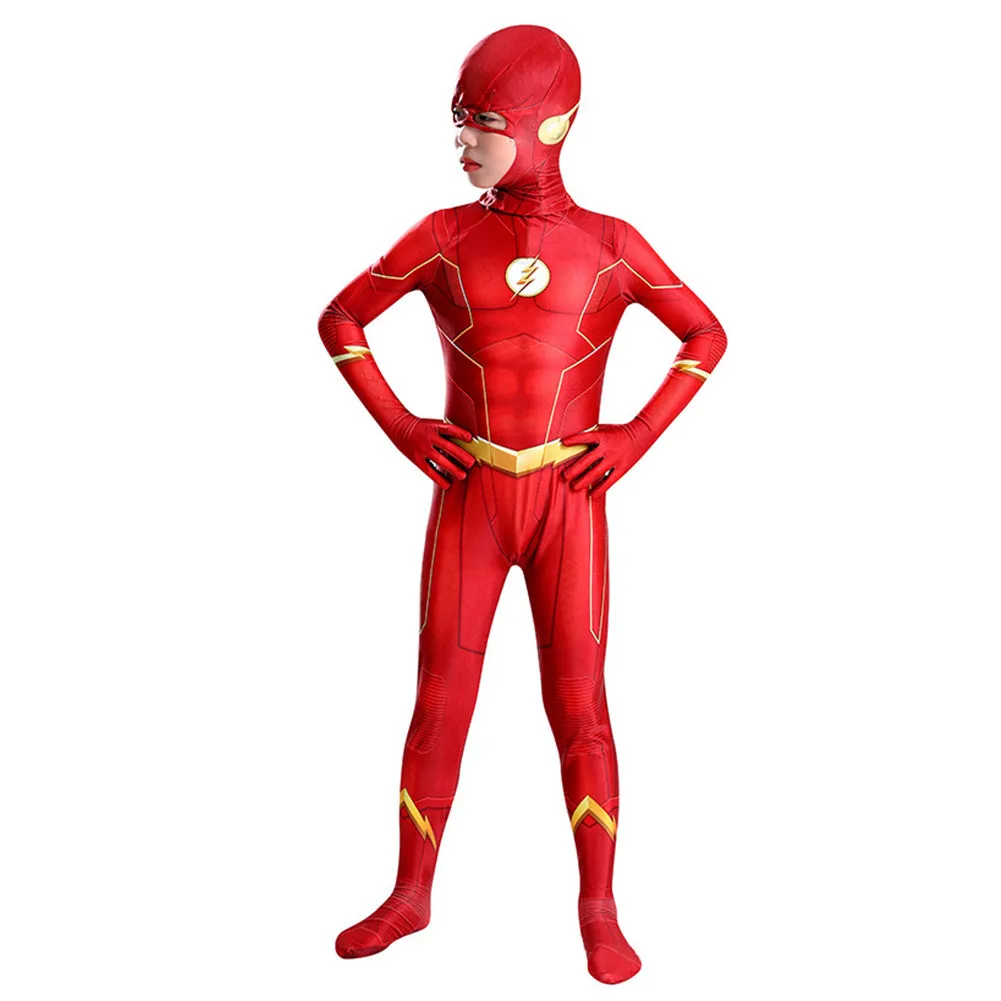 Kids The Flash Jumpsuit Cosplay Costume Outfits Halloween Carnival Suit