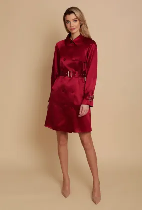 'La Dolce Vita' Wool and Silk Trench Coat in Rosso