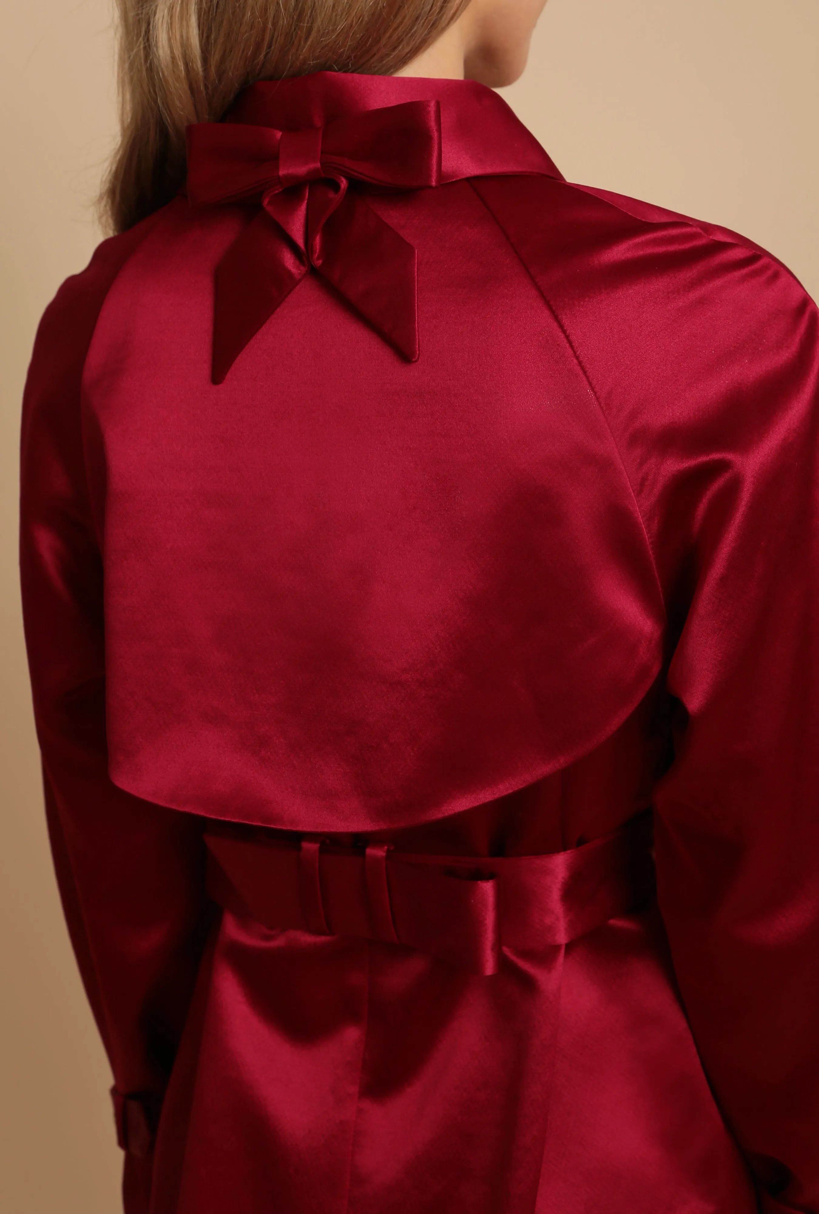 'La Dolce Vita' Wool and Silk Trench Coat in Rosso