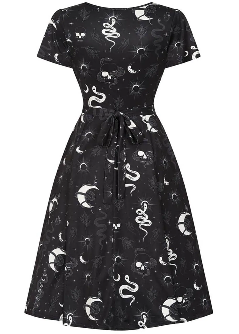 Lady V Lady Voluptuous Lyra Celestial Snake 50's Swing Dress Black