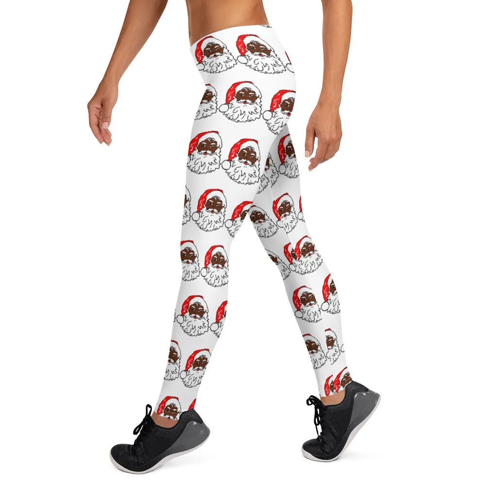 Leggings African American Santa White