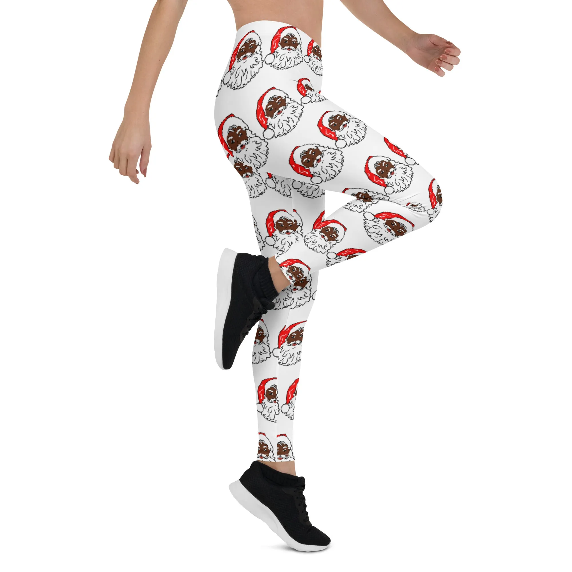 Leggings African American Santa White