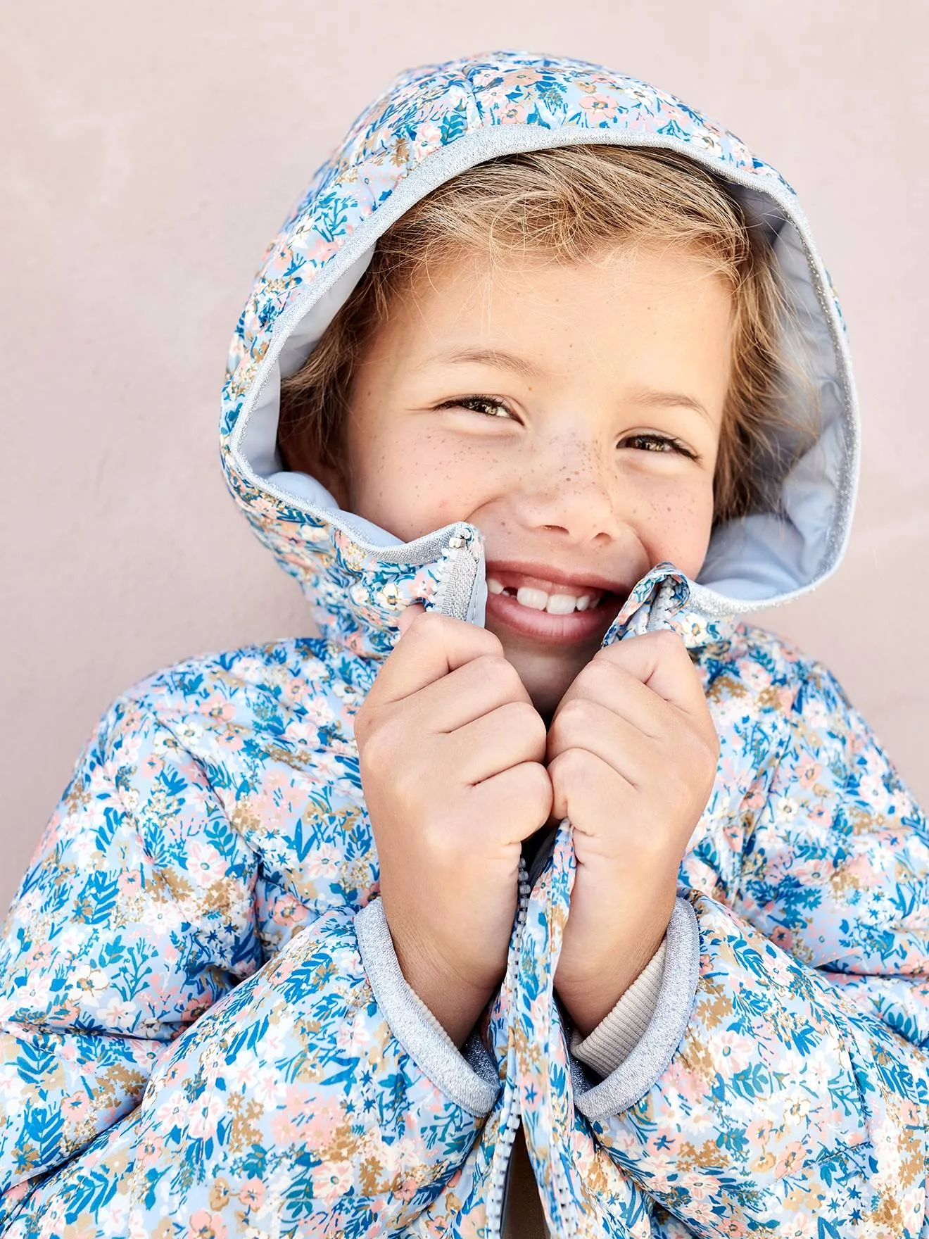 Lightweight Padded Jacket with Hood & Printed Motifs for Girls - yellow medium all over printed