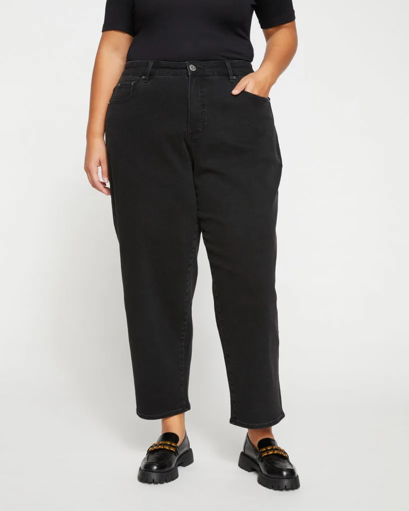 Lou High Rise Barrel Leg Jeans - Broken Black