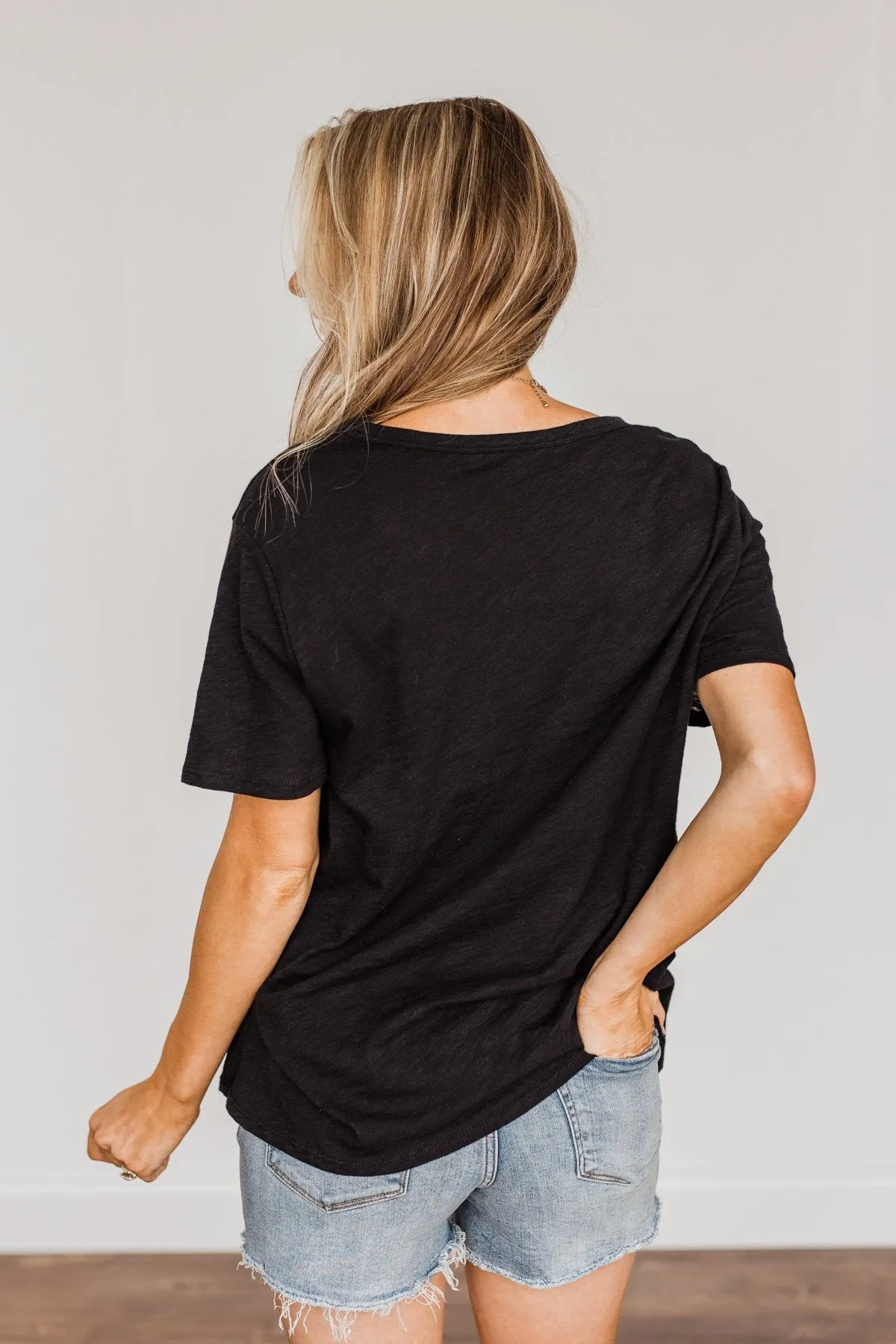 Mama Knows Best Distressed Graphic Tee- Black