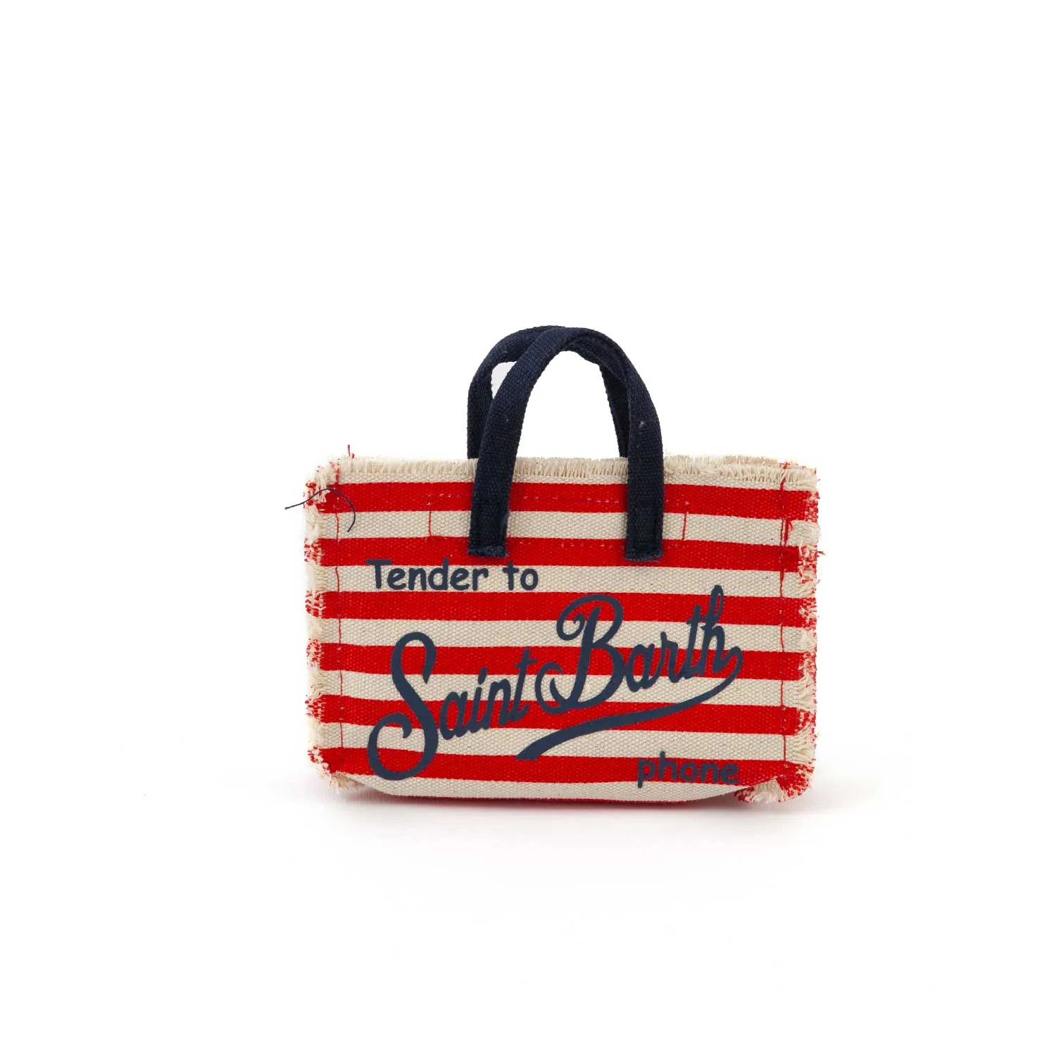 Mc2 Saint Barth Red And Natural White Striped Smartphone Handbag