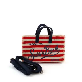 Mc2 Saint Barth Red And Natural White Striped Smartphone Handbag