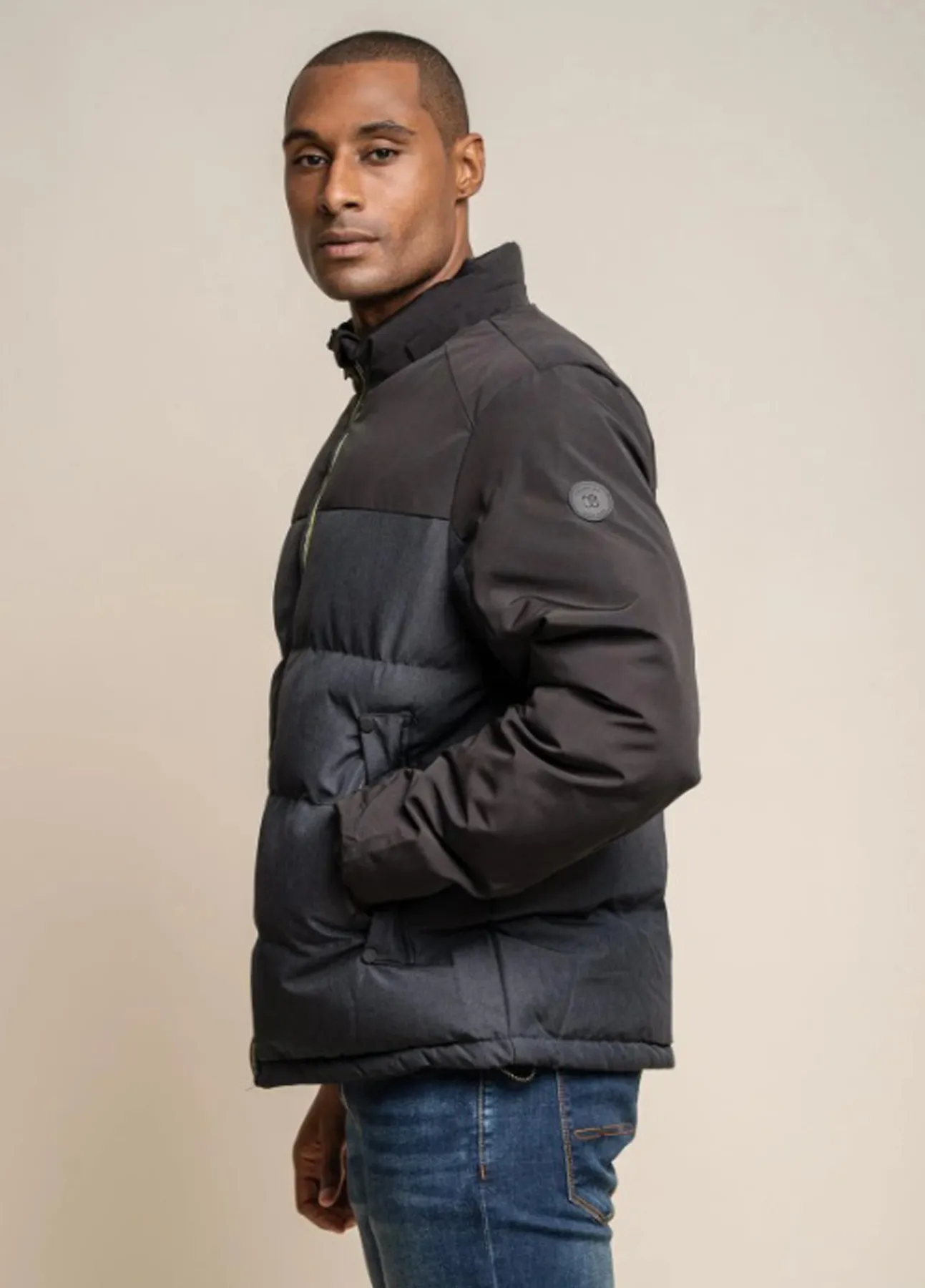 Men’s Cavani Padded Charcoal Grey Coat Bomber Jacket