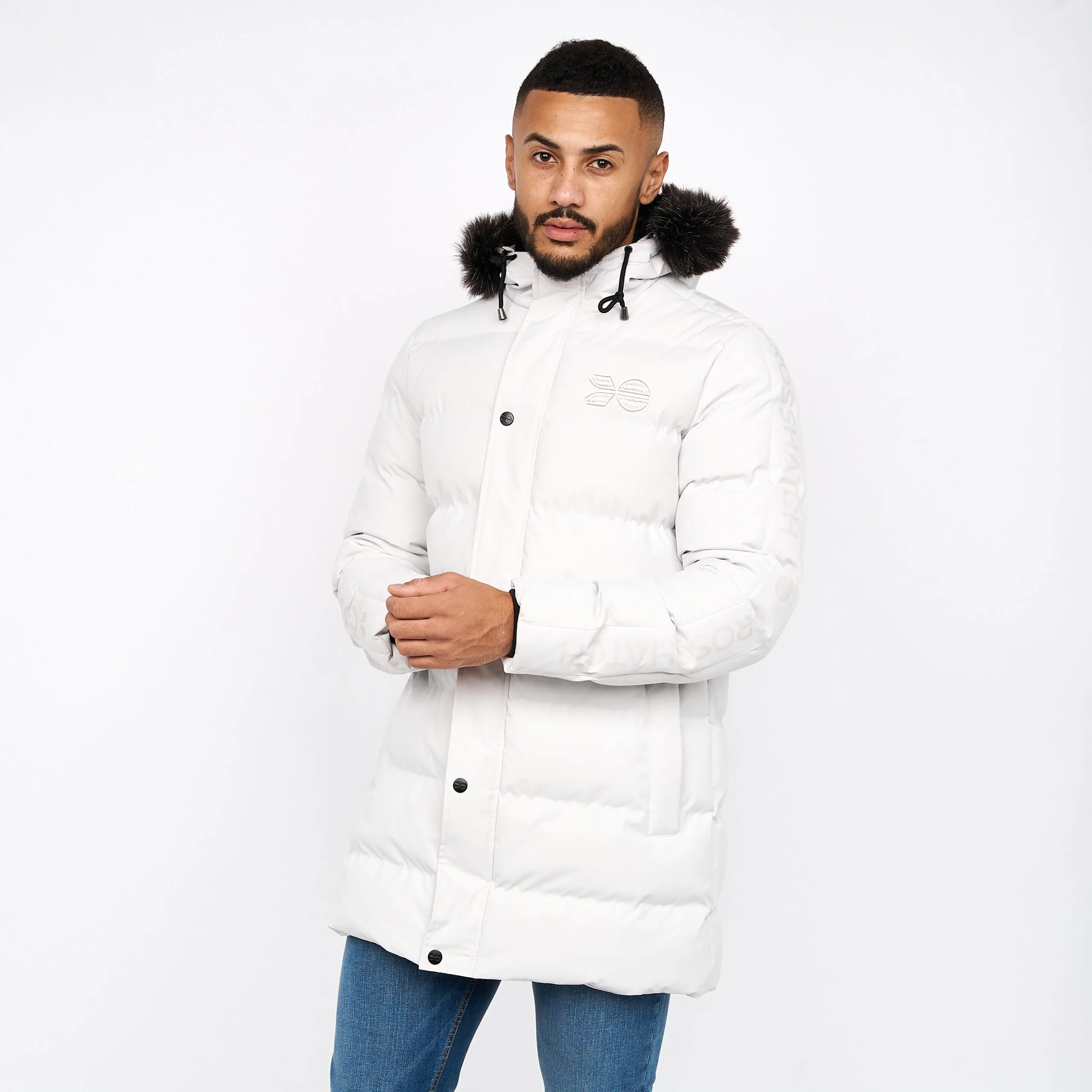 Men’s Crosshatch Padded Long Parka Coat