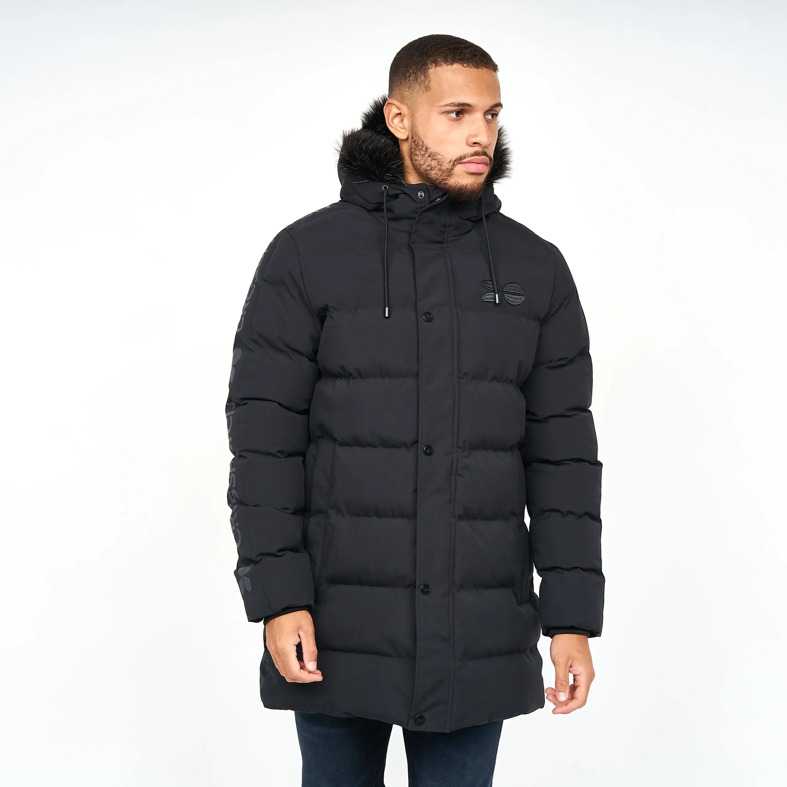 Men’s Crosshatch Padded Long Parka Coat