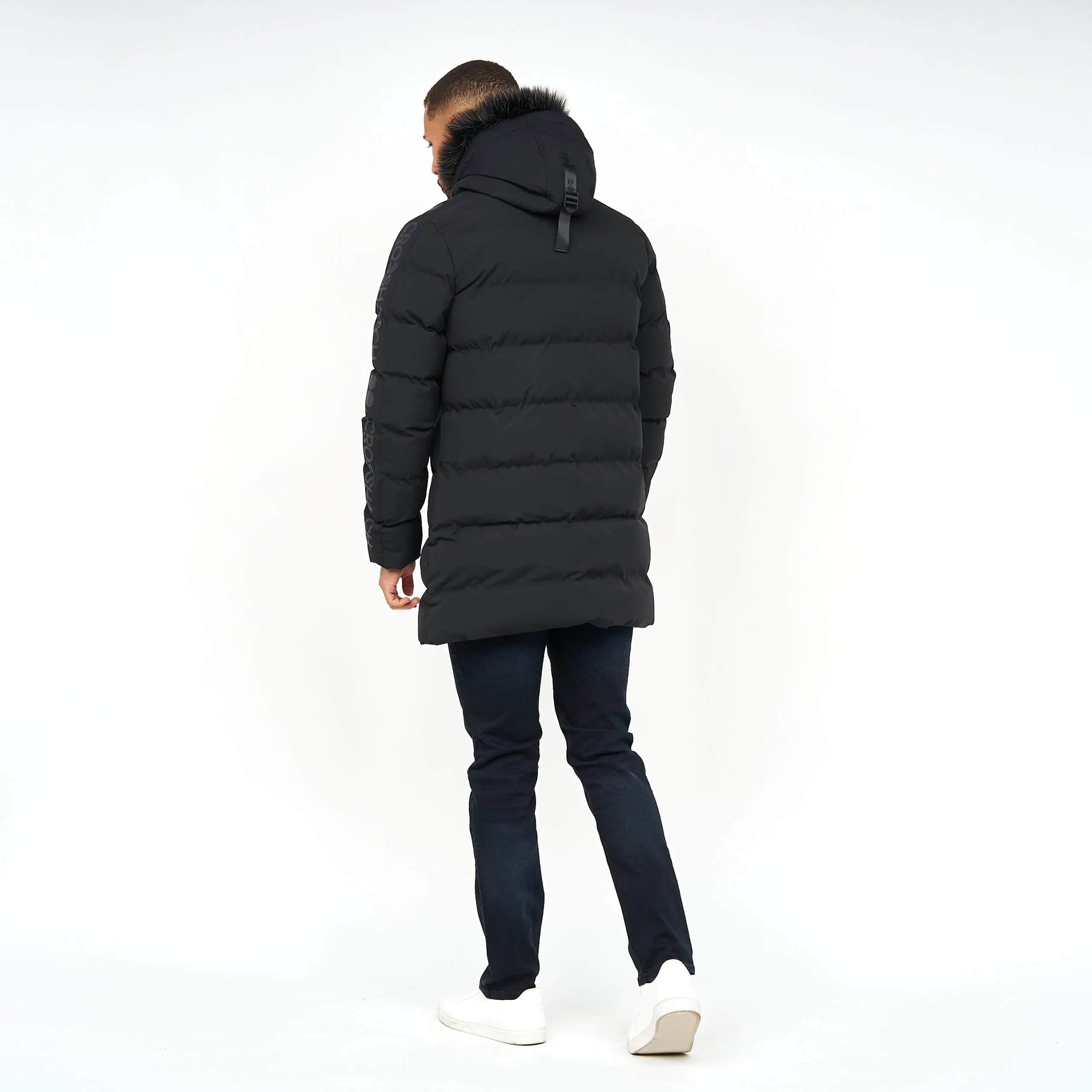 Men’s Crosshatch Padded Long Parka Coat