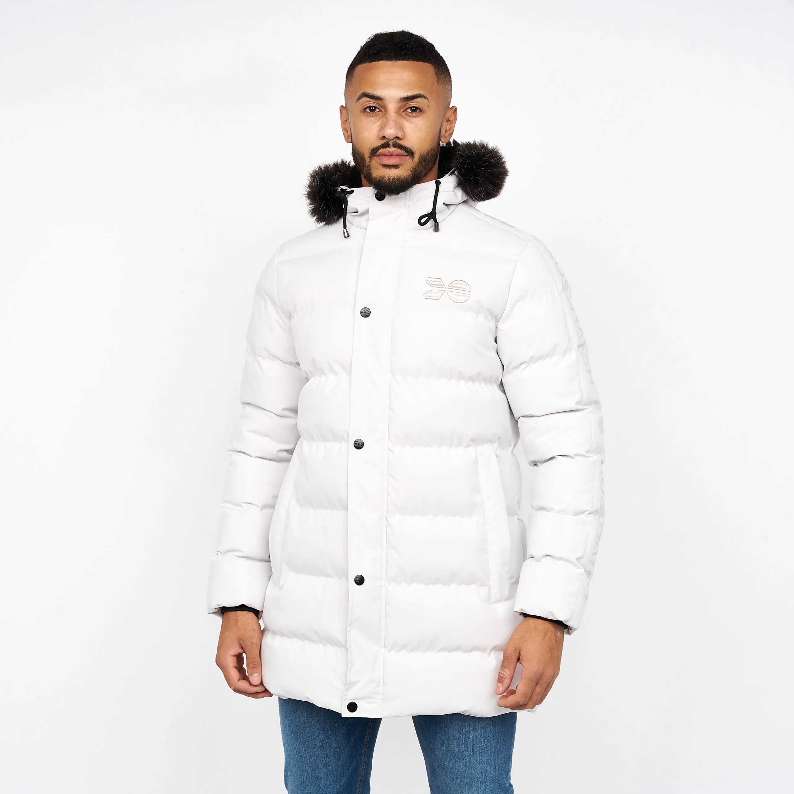 Men’s Crosshatch Padded Long Parka Coat