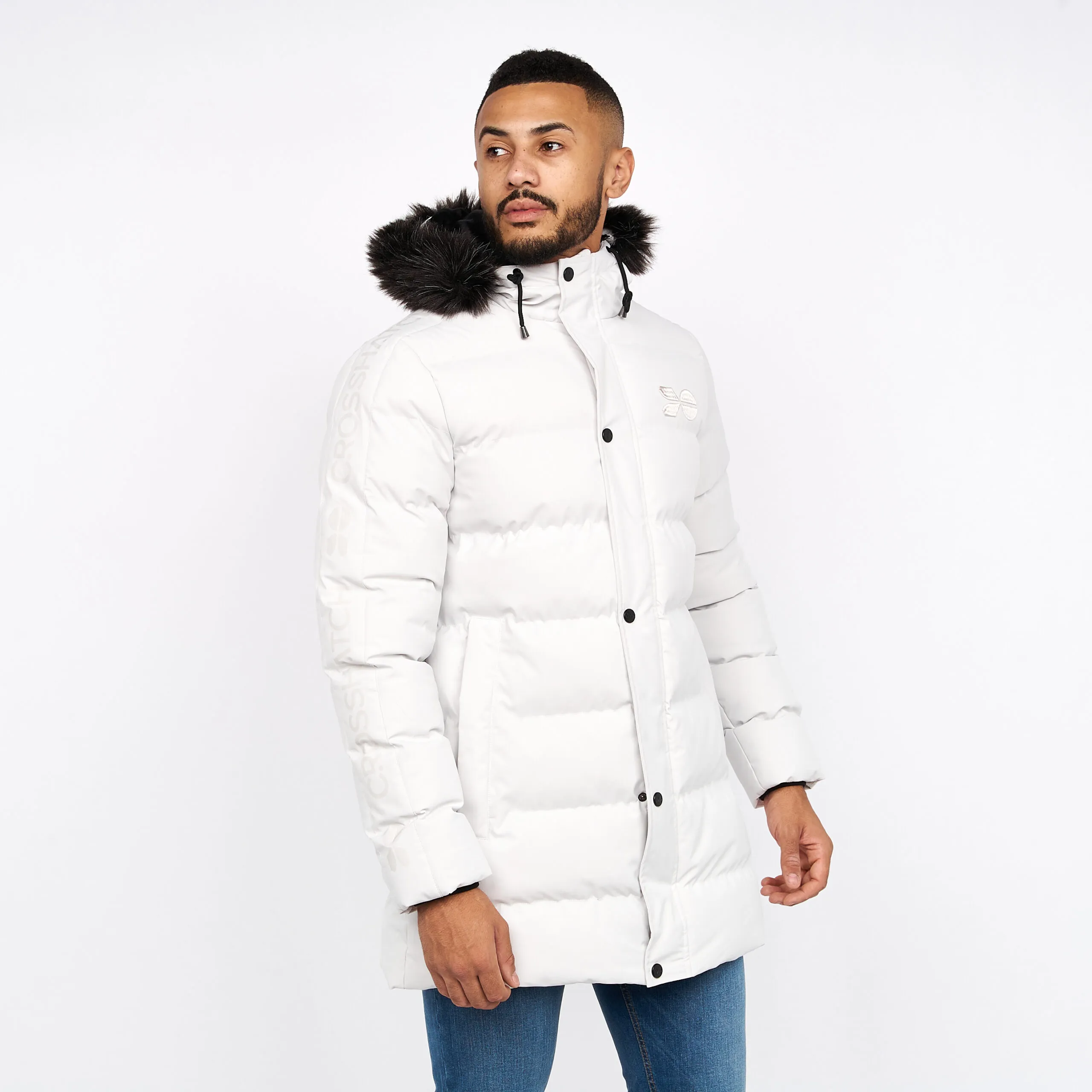 Men’s Crosshatch Padded Long Parka Coat