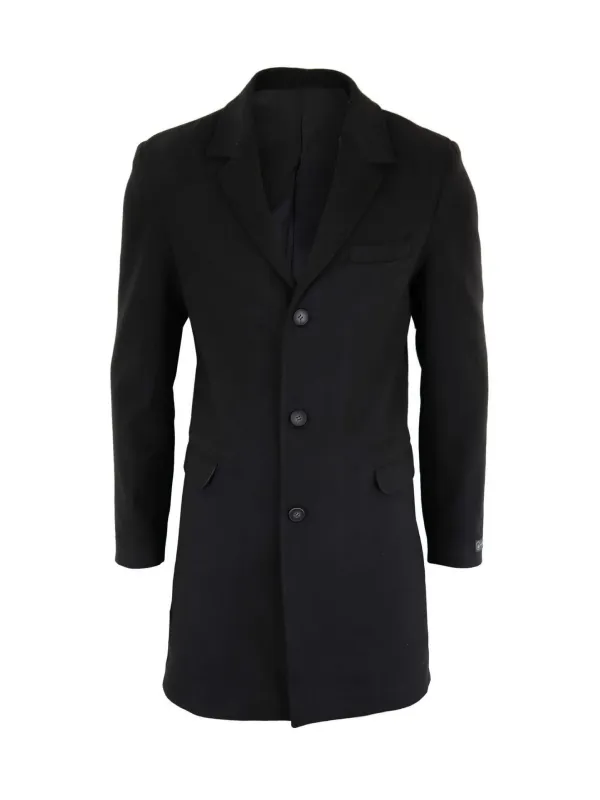 Men’s Black Long Wool Coat