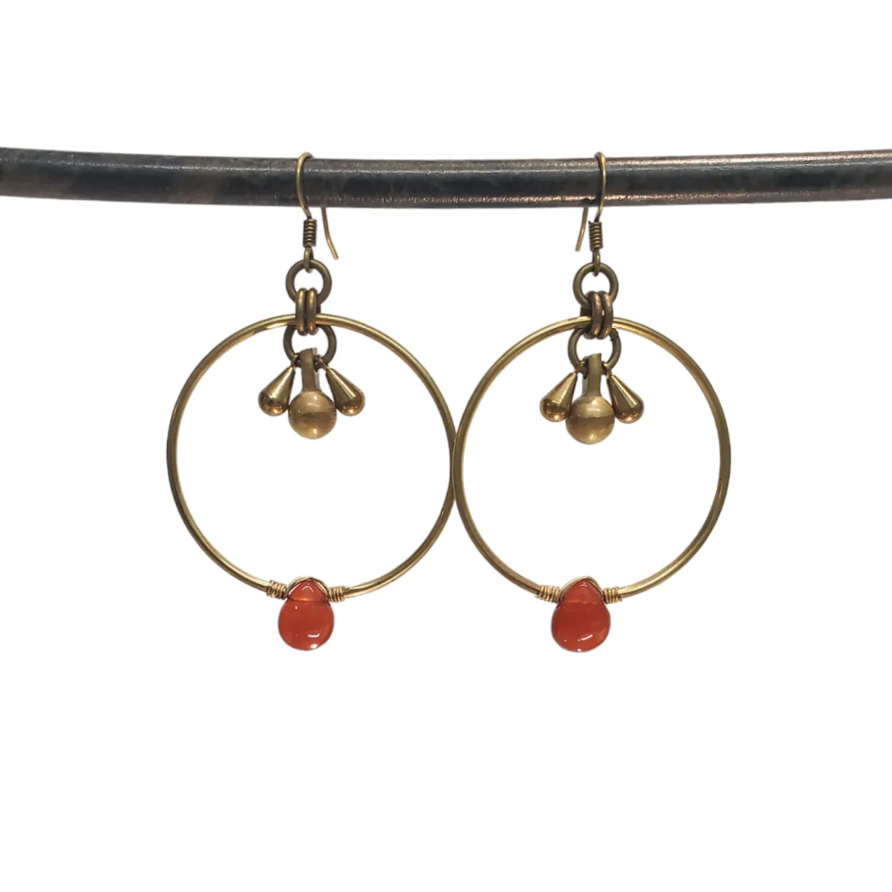 Modern Hoops Drop Earrings - Carnelian