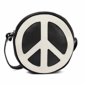 Molo Black Shoulder Handbag With White Peace Symbol