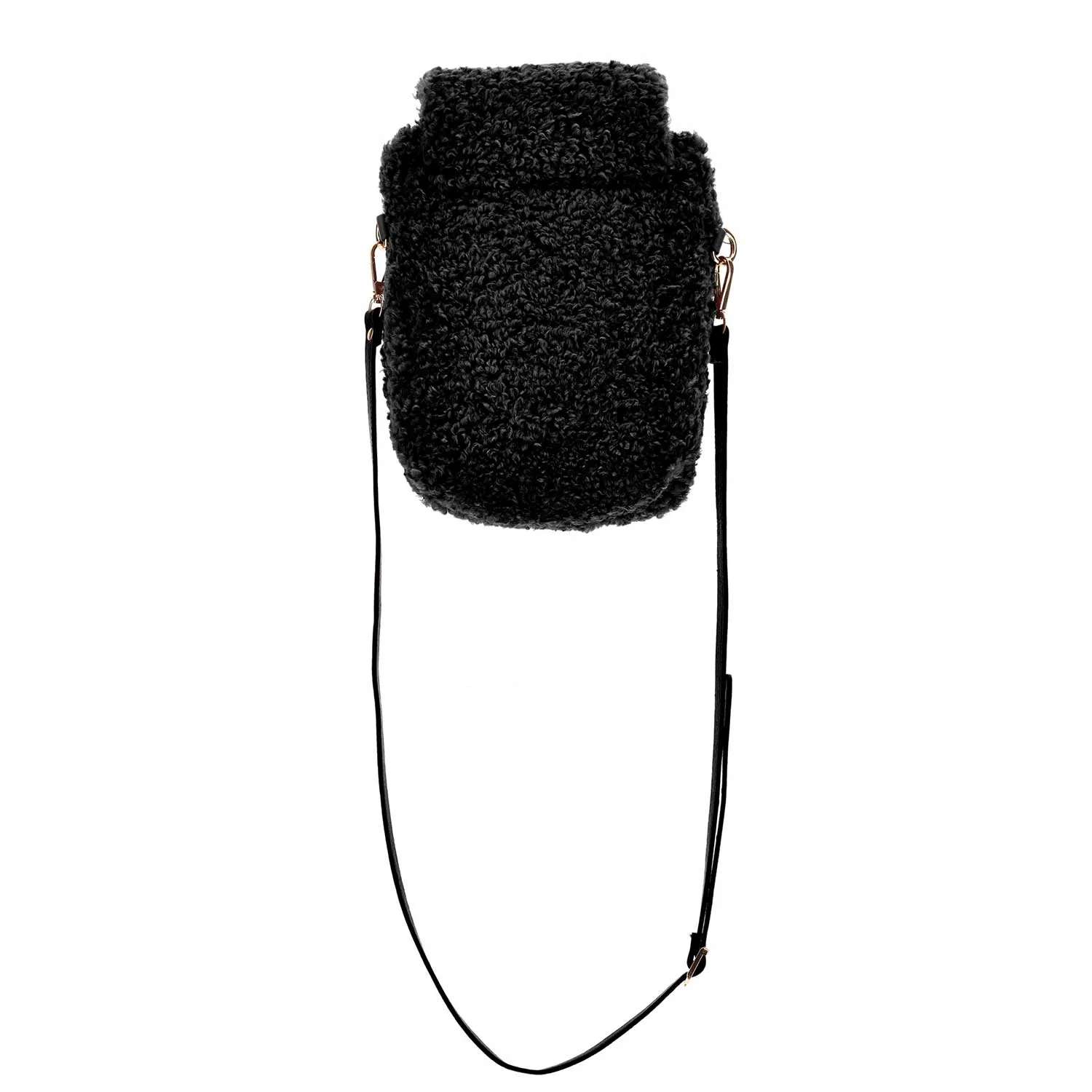 Monnalisa Black Monnalisa Plush Handbag With Shoulder Strap