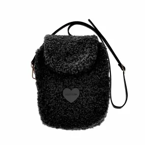 Monnalisa Black Monnalisa Plush Handbag With Shoulder Strap